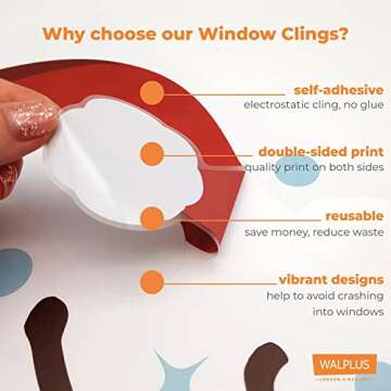 WALPLUS Christmas Window Clings for Festive Decorations
