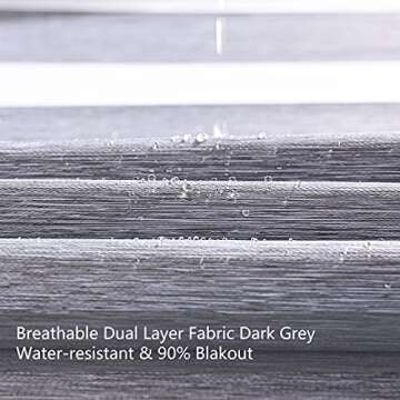 Persilux Custom Blackout Window Shades Zebra Blinds (24" W X 72" H, Dark Grey) Dual Layer Roller Sheer Shades Light Control for Day and Night Shades for Windows and Home, Easy to Install