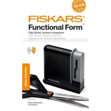 Fiskars Clip-Sharp, Total Length: 4 cm, Plastic, 1000812 Scissors Sharpener, one size, Black