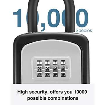 Puroma Key Lock Box, 4-Digit Combination Key Storage Lockbox, Portable Wall Mounted Security Lockbox with Code for Home, Flats, Realtors Garage Spare Keys (1 Pack, Grey)