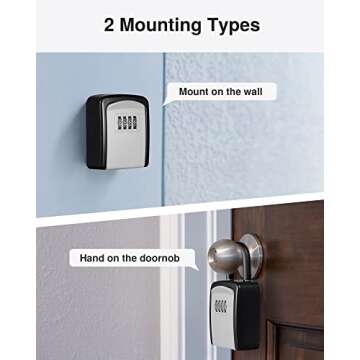 Puroma Key Lock Box, 4-Digit Combination Key Storage Lockbox, Portable Wall Mounted Security Lockbox with Code for Home, Flats, Realtors Garage Spare Keys (1 Pack, Grey)