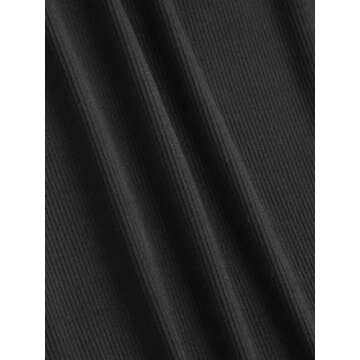 SOFIA'S CHOICE Women's Deep V Neck Ribbed Knit Long Sleeve Tie Front Crop Top T Shirt Black Large