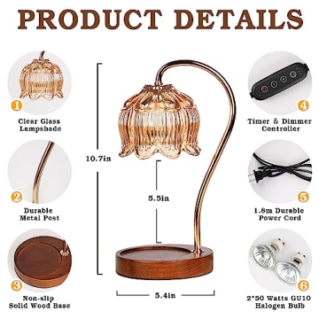 Dimmable Flower Candle Warmer Lamp with Timer