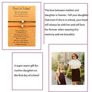 Back to School Gift Bracelet Mother Daughter Bracelets Matching Wish Bracelets Set for Mommy and Me First Day of School Jewelry Gifts