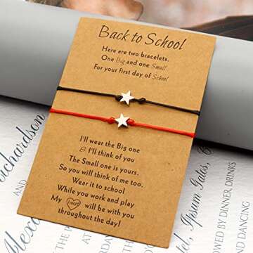 Back to School Gift Bracelet Mother Daughter Bracelets Matching Wish Bracelets Set for Mommy and Me First Day of School Jewelry Gifts