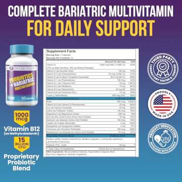 ProCare Health Probiotic Bariatric Multivitamin with Iron 45mg (60 Count) - 15 Billion CFU Bariatric...
