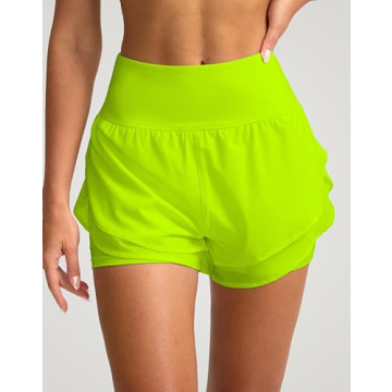 SANTINY Women's 2 in 1 Running Shorts with Pockets