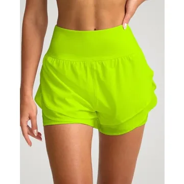 SANTINY Women's 2 in 1 Running Shorts with Pockets