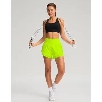 SANTINY Women's 2 in 1 Running Shorts with Pockets