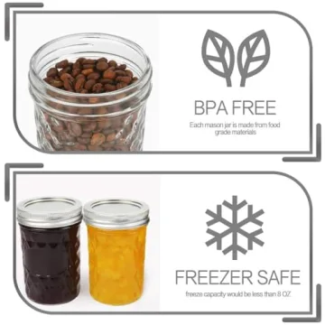 VERONES 8 OZ Mason Jars Set - Ideal for Canning & Gifting