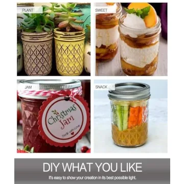 VERONES 8 OZ Mason Jars Set - Ideal for Canning & Gifting