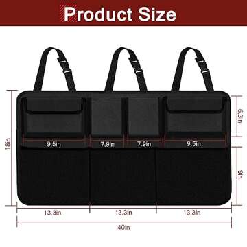 AOPHY Car Trunk Organizer, Large Capacity Backseat Hanging Large Storage with 7 Pockets, Waterproof Collapsible Backseat Hanging Organizer, Cargo Storage Bag for SUV, Truck, MPV