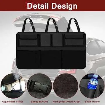 AOPHY Car Trunk Organizer, Large Capacity Backseat Hanging Large Storage with 7 Pockets, Waterproof Collapsible Backseat Hanging Organizer, Cargo Storage Bag for SUV, Truck, MPV