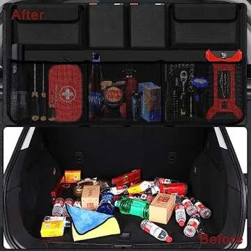 AOPHY Car Trunk Organizer, Large Capacity Backseat Hanging Large Storage with 7 Pockets, Waterproof Collapsible Backseat Hanging Organizer, Cargo Storage Bag for SUV, Truck, MPV