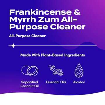Zum by Indigo Wild All-Purpose Cleaner - Natural Multipurpose Cleaner Made with Essential Oils, Baking Soda & More - Frankincense & Myrrh, 16 fl oz