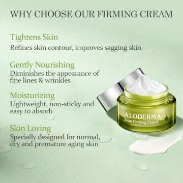 Aloderma Firming Cream for Face and Neck with 62% Organic Aloe Vera - Firming Face Cream with Hyalur...