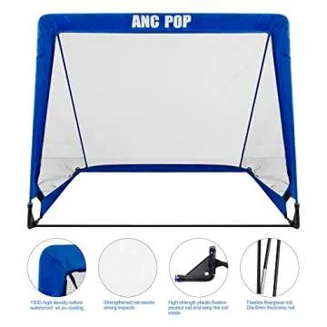 Portable Pop Up Soccer Goal for Kids Trainning and Family Game Foldable Soccer Net for Backyard with Carrying Case (2.5FT, Blue)