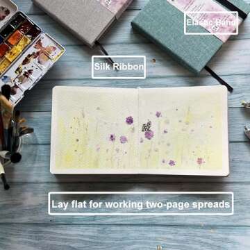 tumuarta Watercolor Sketchbook, 7.5x5, 140 LB, 300GSM, 100% Cotton Paper, Cold Press, 24 Sheets,48 P...
