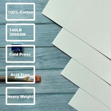 tumuarta Watercolor Sketchbook, 7.5x5, 140 LB, 300GSM, 100% Cotton Paper, Cold Press, 24 Sheets,48 Pages, Watercolor Journal for Use As Travel Sketch Book and Mixed Media Pad On The Go