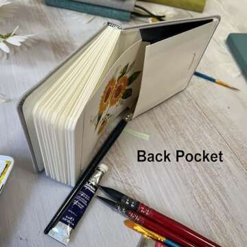 tumuarta Watercolor Sketchbook, 7.5x5, 140 LB, 300GSM, 100% Cotton Paper, Cold Press, 24 Sheets,48 Pages, Watercolor Journal for Use As Travel Sketch Book and Mixed Media Pad On The Go