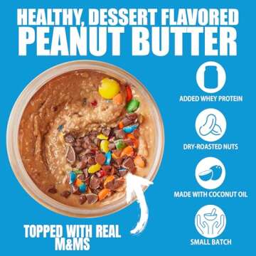 Fit Butters Monster Cookie Peanut Butter Spread - Added Protein and Coconut Oil, Low Carb, Low Sugar, Complete Protein Dessert Flavored Nut Butter
