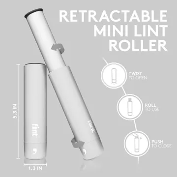 Flint Classic White Mini Lint Roller - Travel Size & Effective