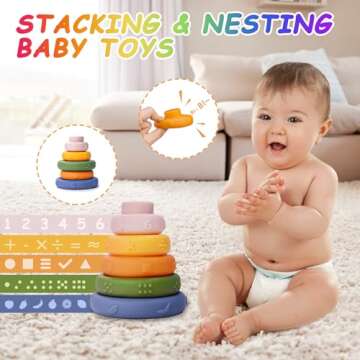 Baby Toys 6-12 Months, Montessori Toys for 1 Years Old, 6-in-1 Set Infant Toys with Sensory Toys, Sp...