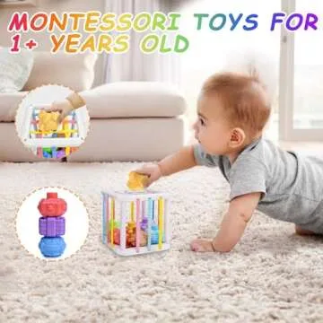 Baby Toys 6-12 Months, Montessori Toys for 1 Years Old, 6-in-1 Set Infant Toys with Sensory Toys, Spinner Toys for Babies, Baby Blocks, Stacking Toys, Learning Toys Gifts for Toddler Newborn, 32PCS