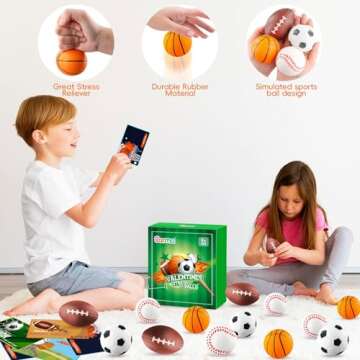 Garma 28 Pack Valentines Gift Cards with Mini Foam Sport Balls Bulk Toys for Kids Classroom Exchange Prizes and Goodie Bags Stuffers, Valentines Stress Relief Party Favor Toys