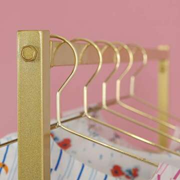 HOMEKAYT Gold Clothing Rack Gold Garment Rack with Wooden Shelf Gold Clothes Rack Metal Display Rack...