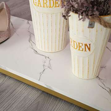 HOMEKAYT Gold Clothing Rack Gold Garment Rack with Wooden Shelf Gold Clothes Rack Metal Display Rack for Boutique Retail Heavy Duty Hanging Rack- 47.2’’L