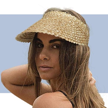Natural Straw Sun Visor Hat for Women - Stylish Summer Essential