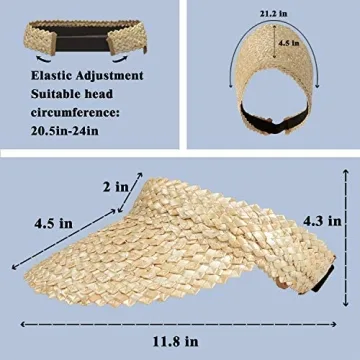 Natural Straw Sun Visor Hat for Women - Stylish Summer Essential