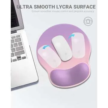 Ergonomic Mouse Pad Wrist Support, Comfortable Mouse Pad Wrist Rest, Relieve Wrist Pain Gel Mouse pad, Non-Slip Rubber Base Mousepad for Laptop, Computer (Gradient Pink Purple)