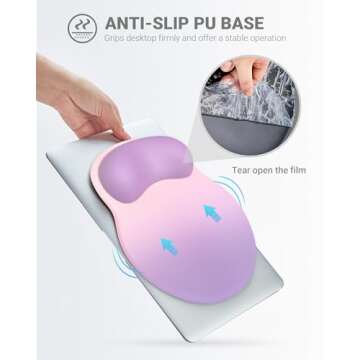 Ergonomic Mouse Pad Wrist Support, Comfortable Mouse Pad Wrist Rest, Relieve Wrist Pain Gel Mouse pad, Non-Slip Rubber Base Mousepad for Laptop, Computer (Gradient Pink Purple)