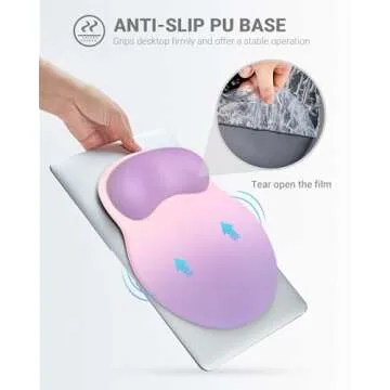 Ergonomic Mouse Pad Wrist Support, Comfortable Mouse Pad Wrist Rest, Relieve Wrist Pain Gel Mouse pad, Non-Slip Rubber Base Mousepad for Laptop, Computer (Gradient Pink Purple)