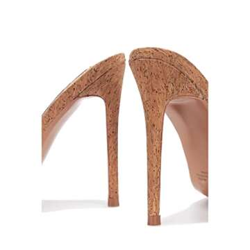 Cape Robbin Melrose Nude Clear Cork Slip-On Mule Pointy Open Toe Stiletto Heel (6.5)