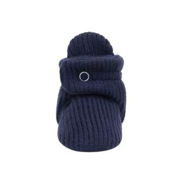 Robeez Baby Booties with Slip Resistant Soles Colby Sweater Knit Snap Booties,F23 Colby Navy,3-6 Months
