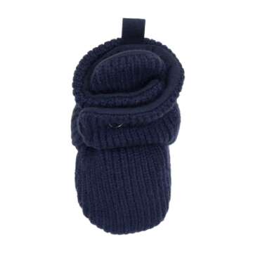 Robeez Baby Booties with Slip Resistant Soles Colby Sweater Knit Snap Booties,F23 Colby Navy,3-6 Months