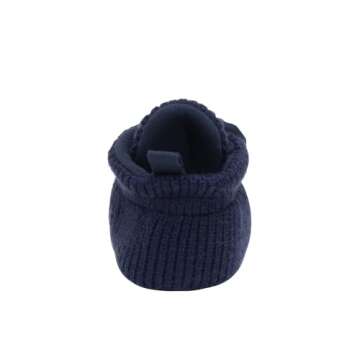Robeez Baby Booties with Slip Resistant Soles Colby Sweater Knit Snap Booties,F23 Colby Navy,3-6 Months