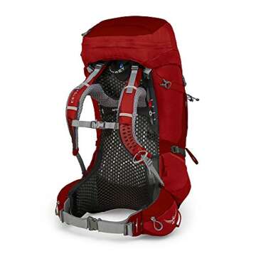 Osprey Atmos Ag 65 Backpack in Rigby Red - Medium Size with Anti-Gravity Suspension