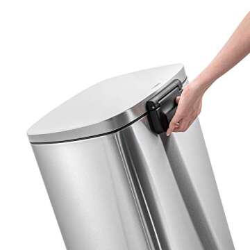 QUALIAZERO 50L/13Gal Heavy Duty Hands-Free Stainless Steel Commercial/Kitchen Step Trash Can, Fingerprint-Resistant Soft Close Lid Trashcan, 50L / 13 GAL