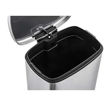 QUALIAZERO 50L/13Gal Heavy Duty Hands-Free Stainless Steel Commercial/Kitchen Step Trash Can, Fingerprint-Resistant Soft Close Lid Trashcan, 50L / 13 GAL