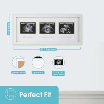 Pearhead Sonogram Progression Frame - Trimester by Trimester Pregnancy Milestone Keepsake, Gender-Neutral Nursery Decor, Displays 1st, 2nd & 3rd Trimester Ultrasound Photos, White