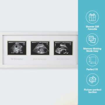 Pearhead Sonogram Progression Frame - Trimester by Trimester Pregnancy Milestone Keepsake, Gender-Neutral Nursery Decor, Displays 1st, 2nd & 3rd Trimester Ultrasound Photos, White