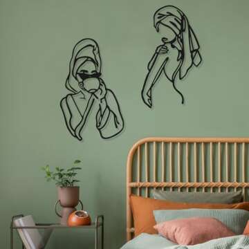 Elegant 3 Pcs Metal Wall Art Set | Abstract Women Designs for Home