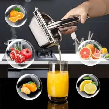KYACHITOS Manual Citrus Juicer, Stainless Steel, 16.5 Ounces, Portable, Dishwasher Safe, For Citrus Fruits