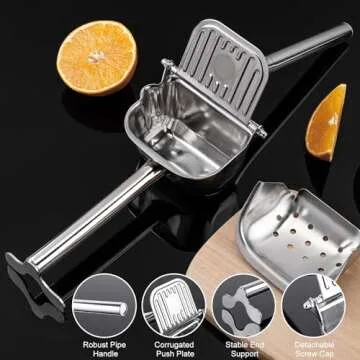 KYACHITOS Manual Citrus Juicer, Stainless Steel, 16.5 Ounces, Portable, Dishwasher Safe, For Citrus Fruits