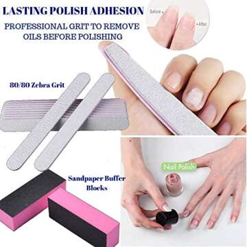 Precision Nail File VBA Professional 12 Piece Salon Grade 80/80 Zebra Acrylic Gel Nail Care Manicure...