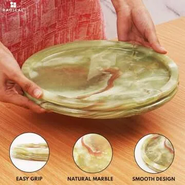 Handmade Green Onyx Marble Round Tray for Serving Food